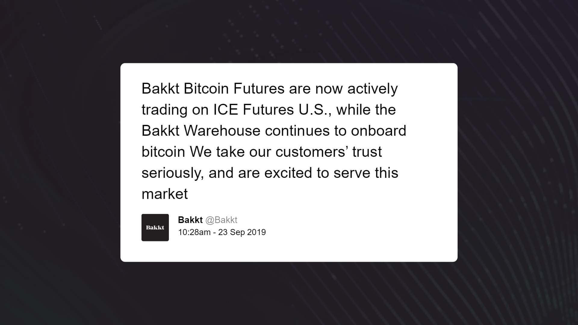 Bakkt bitcoin futures market officially launched, clearing the first batch of trades