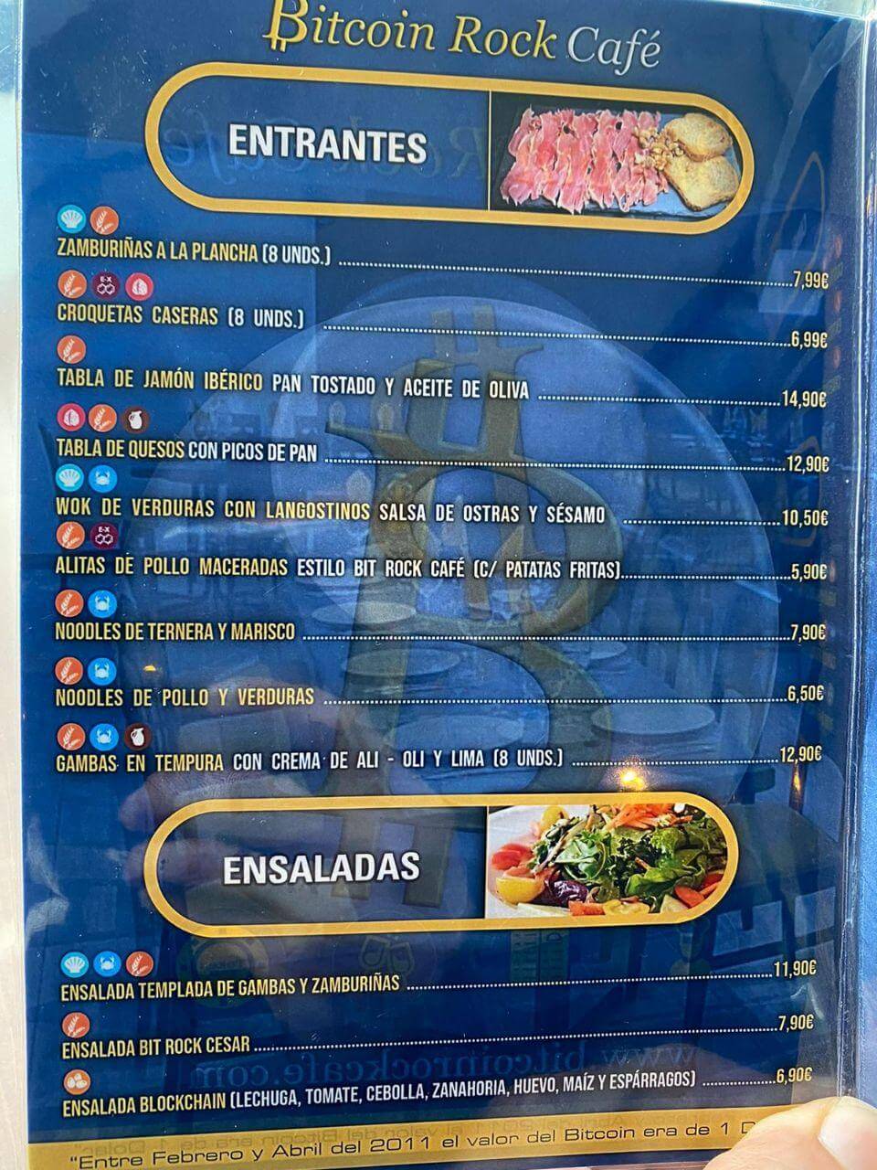 Bitcoin rock cafe menu