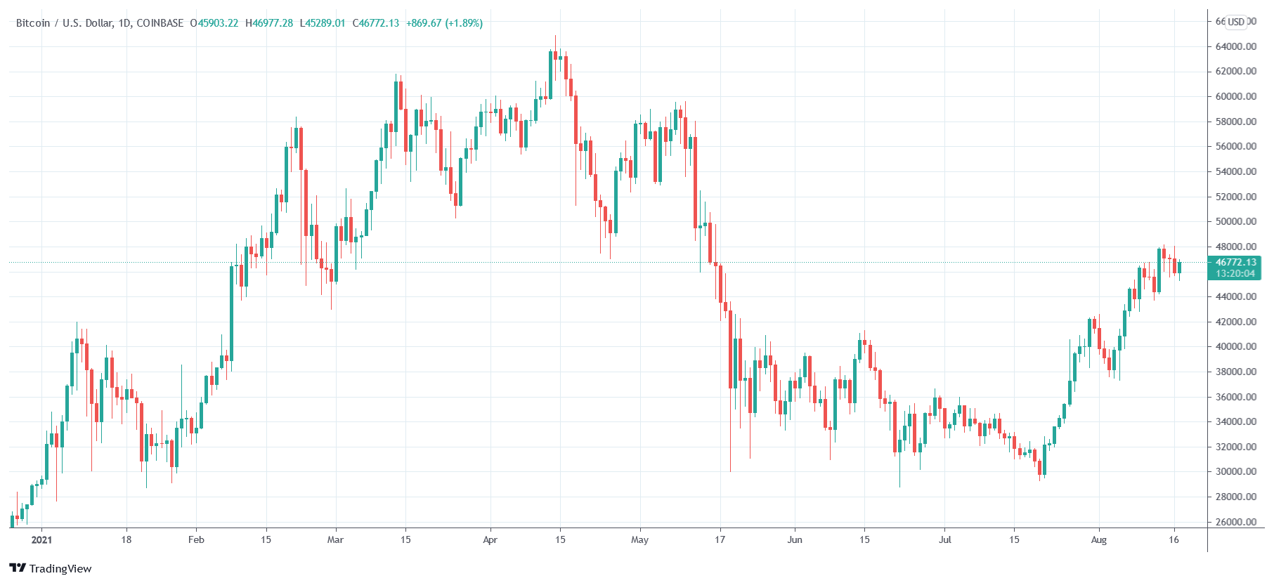 Bitcoin daily chart YTD