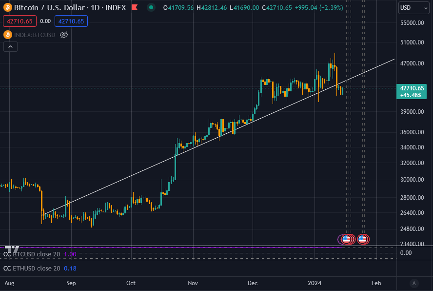 Bitcoin price increase since BlackRock S1 filing